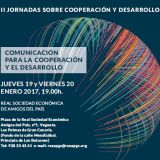 II Jornadas sobre Cooperación y Desarrollo. Comunicación . 19 y 20 de enero en la Real Sociedad Económica de Amigos del País de Gran Canaria