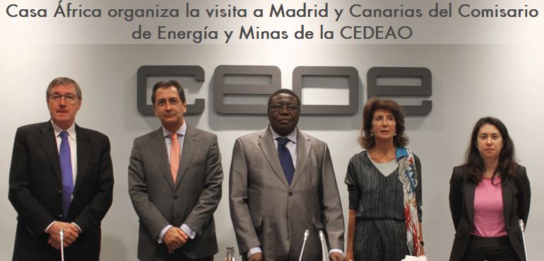 Casa África organiza la visita a Madrid y Canarias del Comisario de Energía y Minas de la CEDEAO
