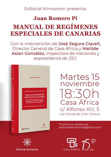 Presentación del libro "Manual de Regímenes fiscales especiales de Canarias" Casa África