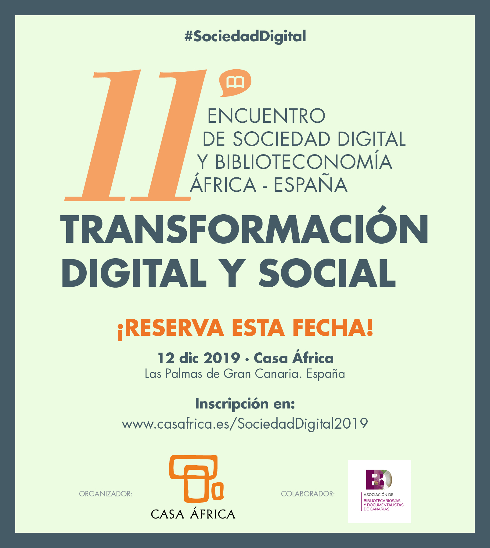 Anuncio en RRSS del XI Encuentro de Sociedad Digital y Biblioteconomía