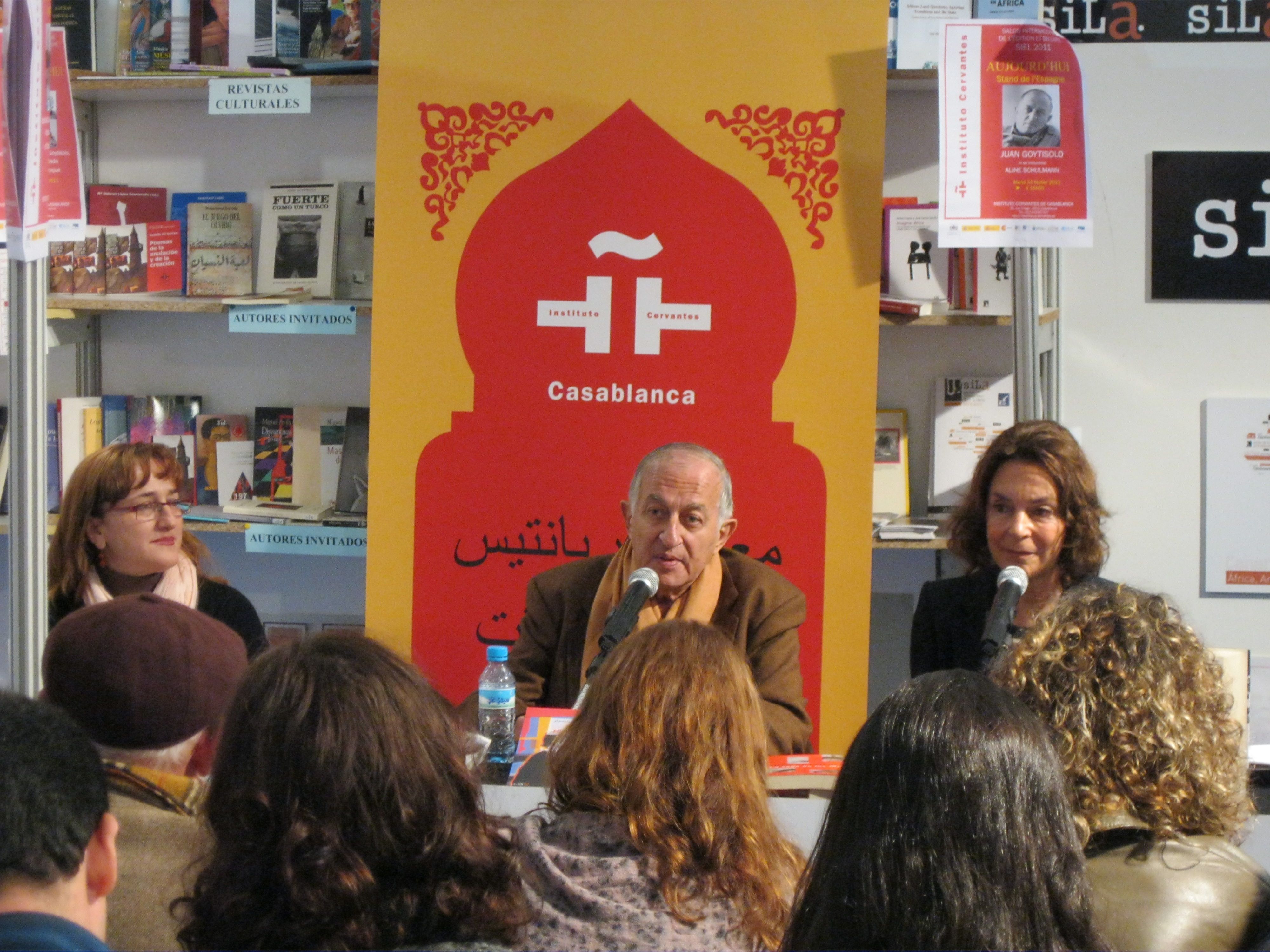 10. María Dolores López Enamorado, Directora del Instituto Cervantes de Casablanca, Juan Goytisolo , Escritor y Aline Schulmann, su traductora