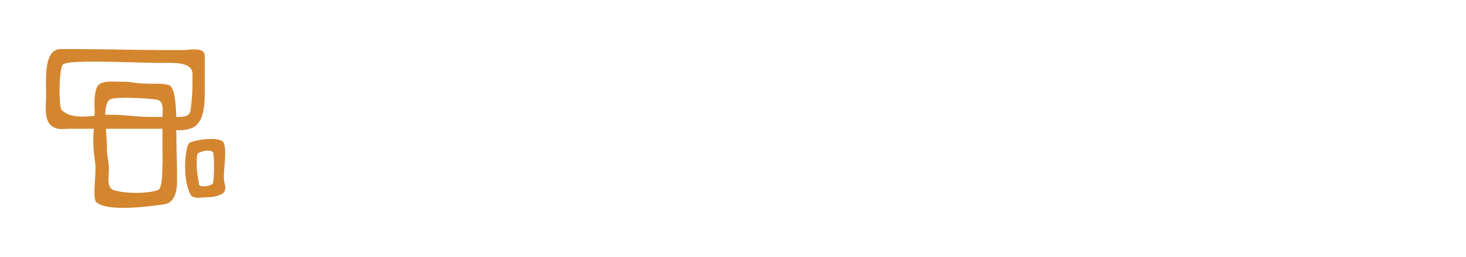 Logo horizontal blanco y naranja