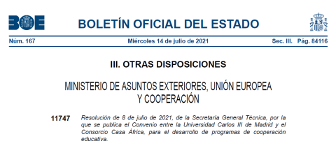Convenio entre la Universidad Carlos III de Madrid y el Consorcio Casa África