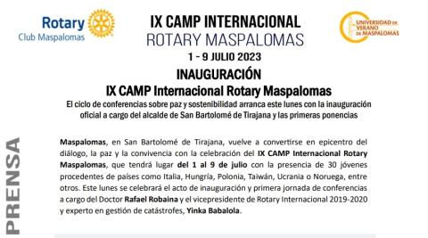 Convocatoria de prensa Camp Rotary Maspalomas 2023