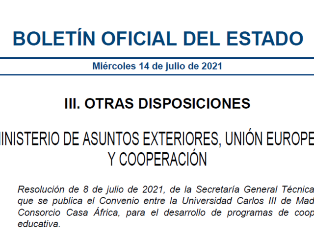 Convenio entre la Universidad Carlos III de Madrid y el Consorcio Casa África