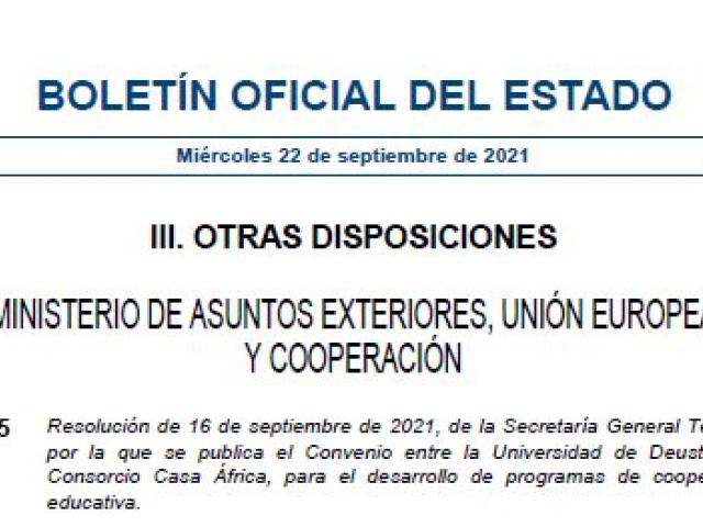 Convenio entre la Universidad de Deusto y el Consorcio Casa África