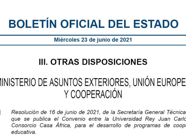 Convenio entre la Universidad Rey Juan Carlos y el Consorcio Casa África