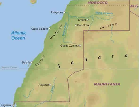 Mapa del Sáhara Occidental